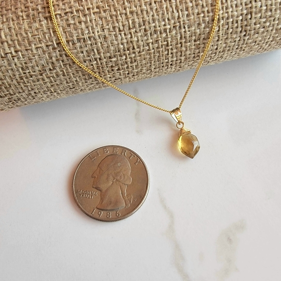 BEER QUARTZ Necklace Minimalist Crystal Gemstone BROWN - Picture 3 of 4